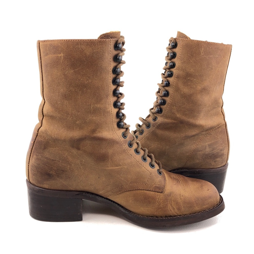 Nine West Brown Leather Victorian Lace up Ankle Boots 6M - Picture 6 of 13